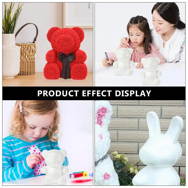 

4Pcs Styrofoam Bear Rabbit Modelling Bear Mold White DIY Mould Sculptures
