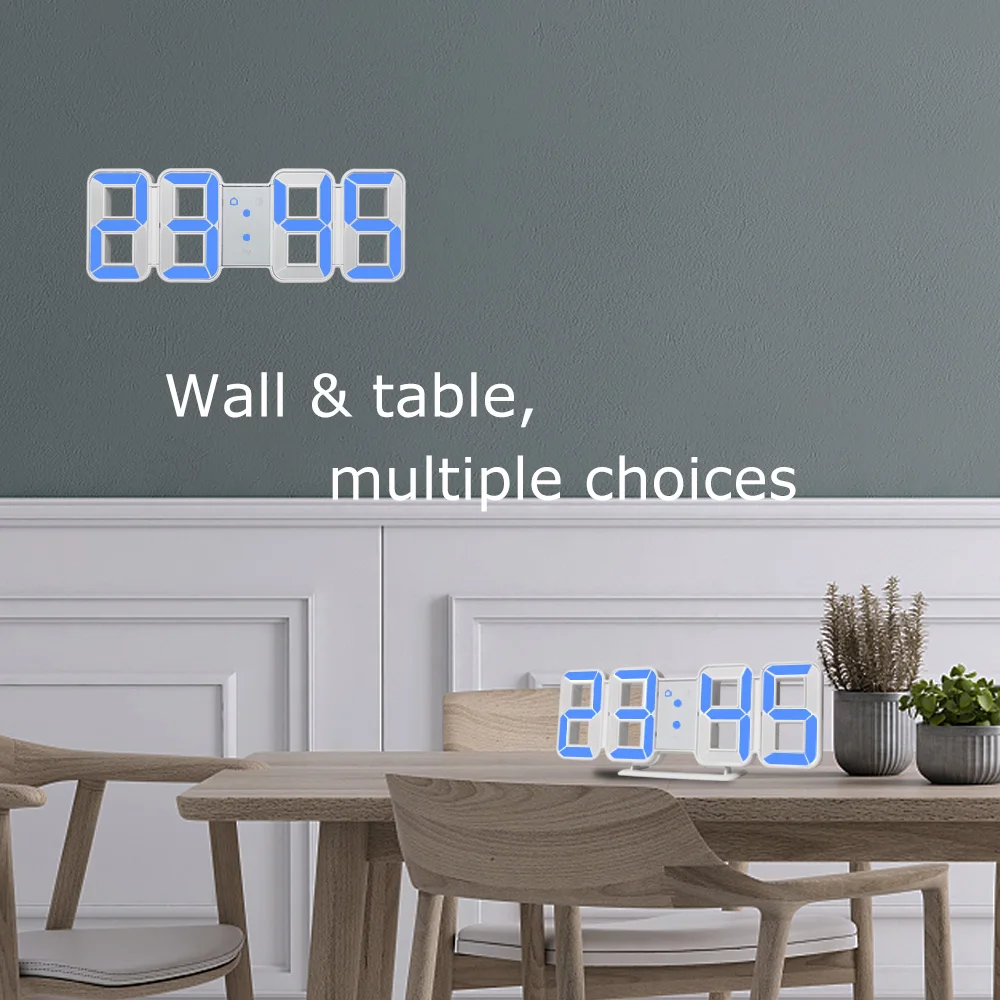 Часы светодиодные настенные большие цифровые с отображением даты и времени 12/24