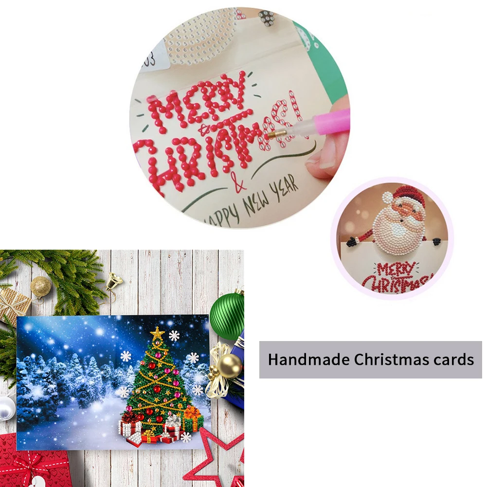 Украшение для праздника новогодняя елка Рождественская открытка набор стразы