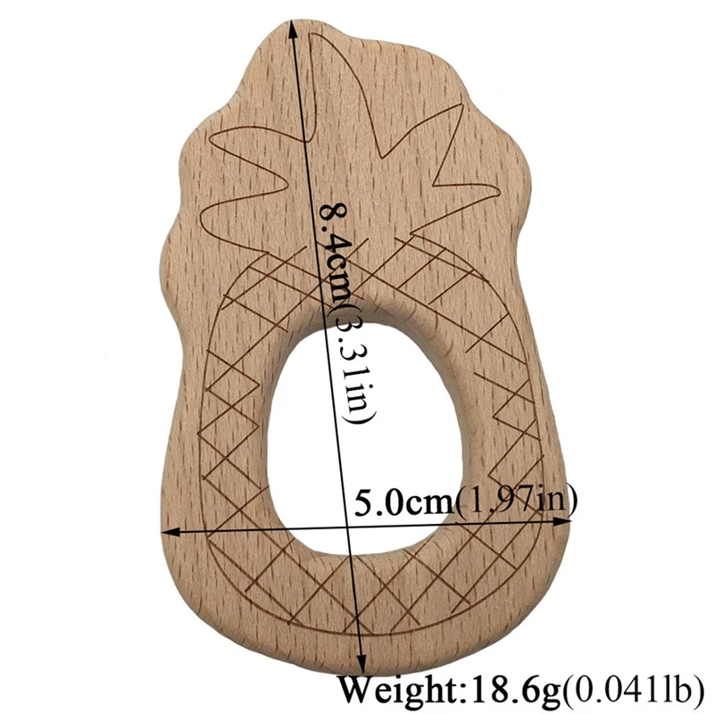 

DIY Cartoon Pineapple Shape Baby Wooden Teether Food Grade Beech Pacifier Chain 3C Certification Wood Baby Teether Toy Juguetes
