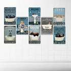 Забавные кошки на море душ такса собака личность металлический знак табличка водонепроницаемый Туалет Оловянная картина настенное Искусство Декор