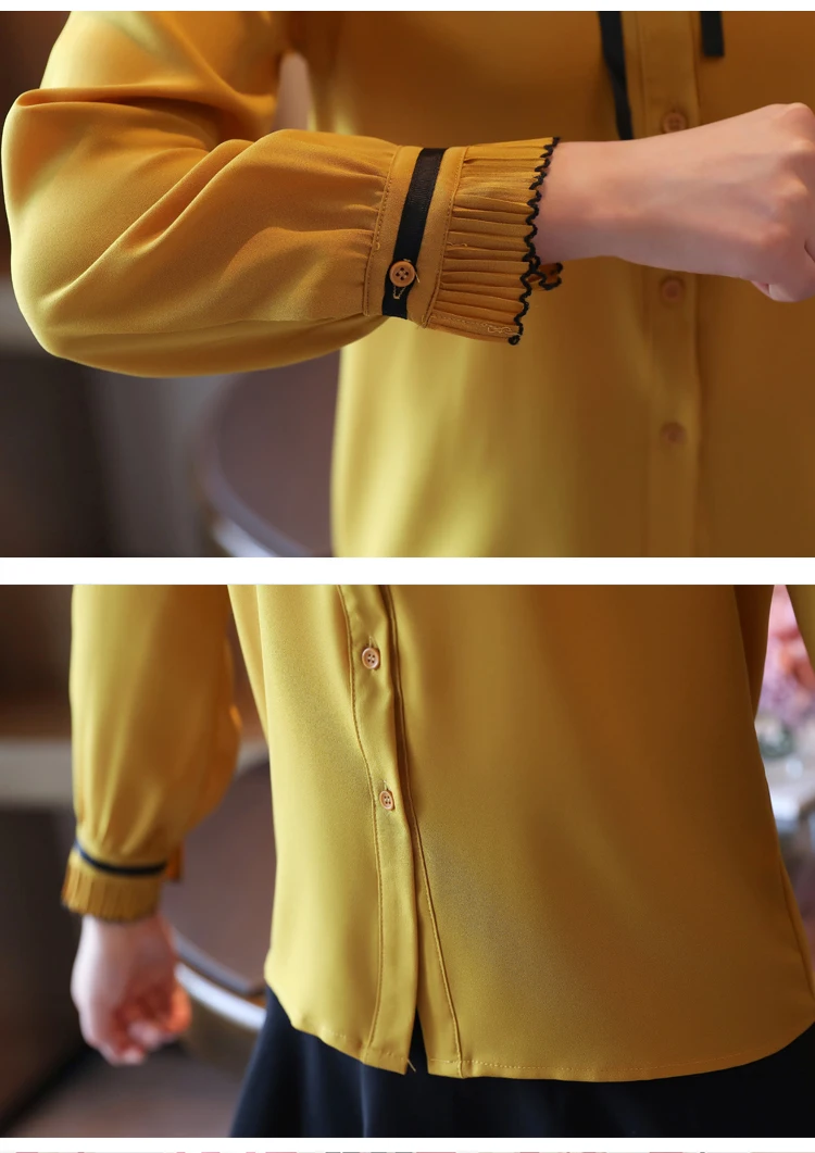 

Blusas Camisas Mujer Blouse Women 2021 Stand Collar Chiffon Blouse Shirt Women Tops Long Sleeve Women Blouses Shirts Blusa D457