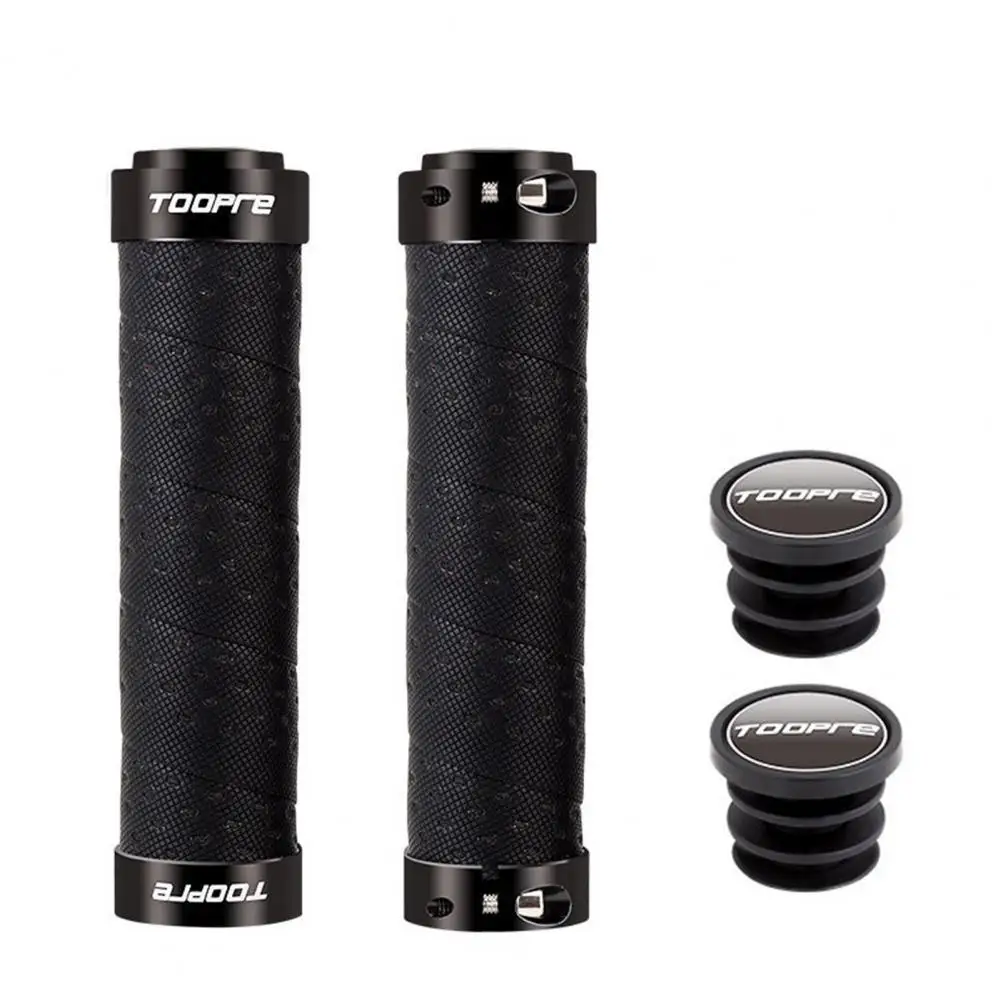 

1 set of Aluminum alloy bike grip with plug TOOPRE color non-slip artificial leather PU handles Road Bicycle accessories