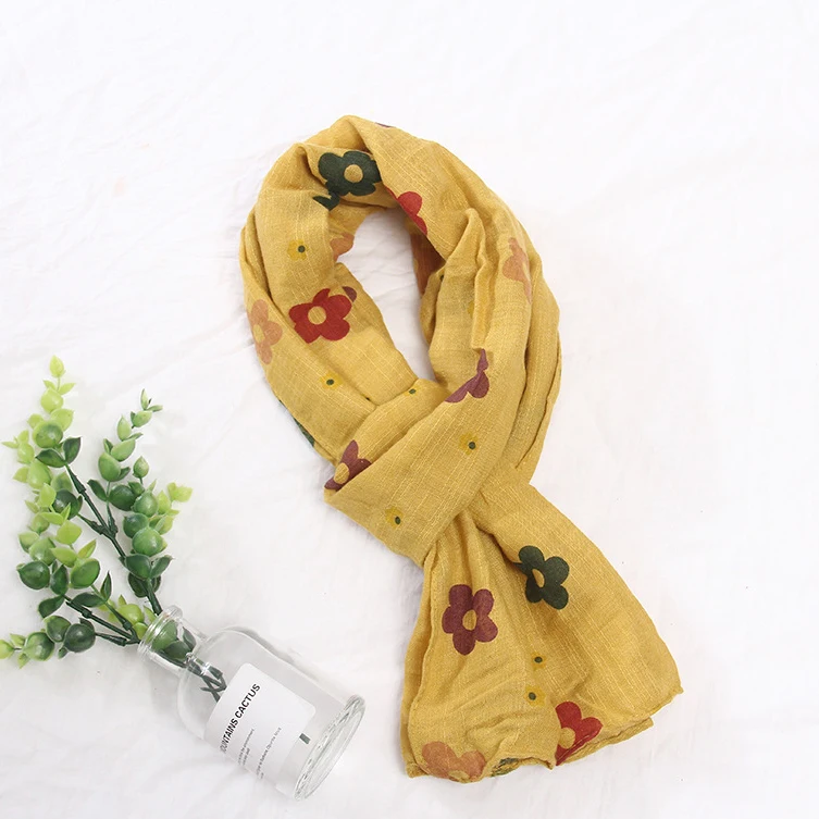 flower yellow Модный детский шарф с принтом короны, весенний хлопковый шейный платок для маленьких мальчиков и девочек, милая теплая шаль, шарфы хиджабы - Цвет: flower yellow