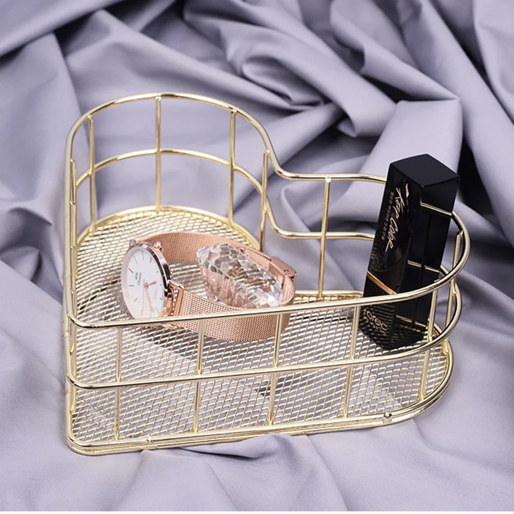 Корзина для хранения ювелирных изделий из золотистого металла корзина косметики