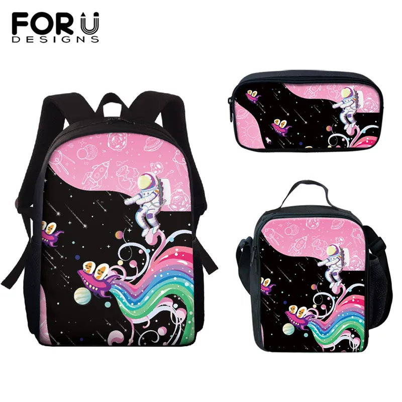 Модный милый розовый рюкзак для девочек, сумка для книг с рисунком астронавта и космоса для детей дошкольного возраста, школьный портфель н...