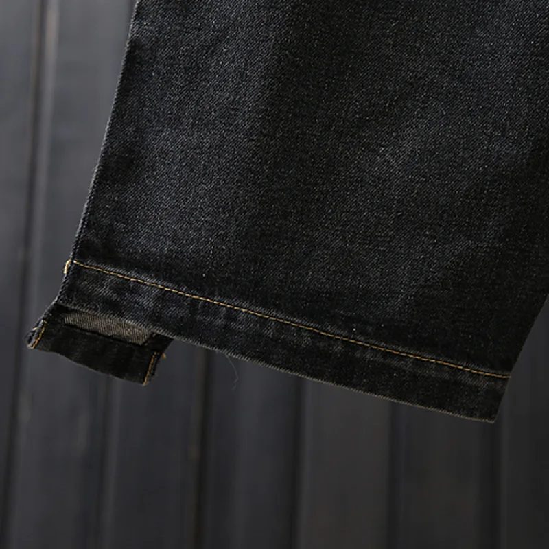

Women Novelty Jeans Pants Denim Bottom Black Solid Big Loose Elastic Waist New Fashion Vintage Retro Casual B01042045