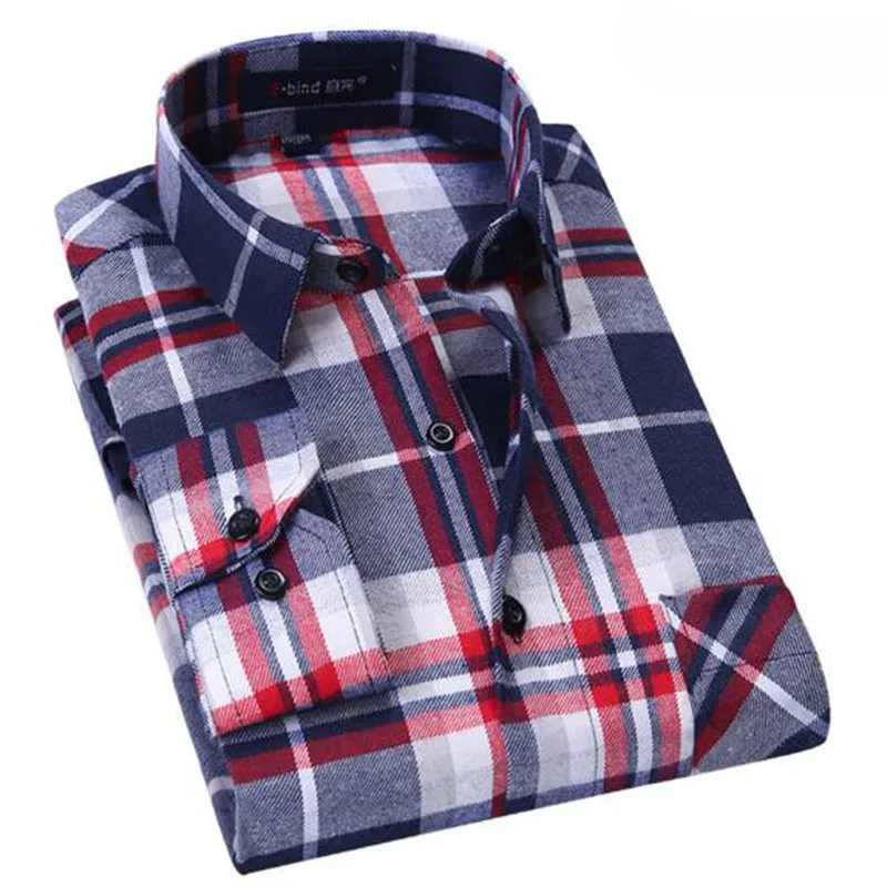 Men Grind Plaid Printed Single Breasted Shirts Camisa Flannel Pure Cotton Breathable Comfortable Vestido Spring Cloth | Мужская одежда