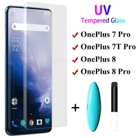 for oneplus 8 pro uv liquid screen protector full glue tempered glass for oneplus 8 9 7t pro protective glass for oneplus 9 pro