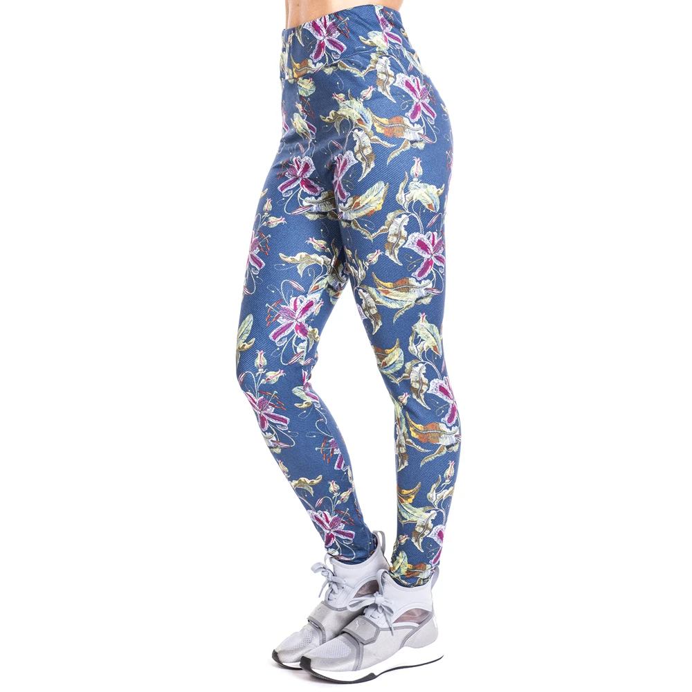 

Tropical flowers imitate Jeans Print Legging Push Up Fashion Pants High Waist Workout Jogging For Women Athleisure Leggings