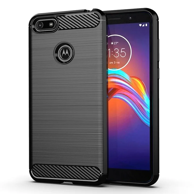 Мягкий противоударный бампер из углеродного волокна для Motorola Moto E6 Play силиконовый