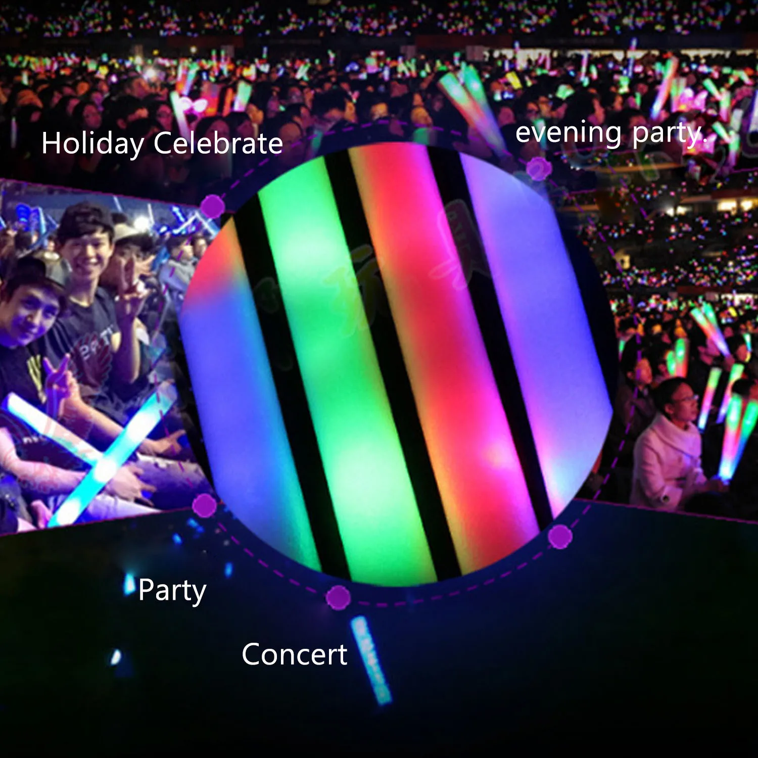 

20pcs LED Colorful Foam Sponge Glowsticks Glow Sticks Concert Birthday Party Club Cheer Supplies Chemical light stick