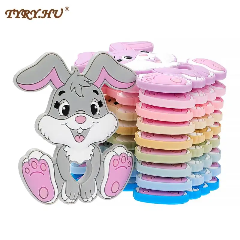 

TYRY.HU 1PC Silicone Teether Cartoon Rabbit Animal DIY Baby Pacifier Chain Pendant BPA Free Eco-friendly Baby Teething Toys