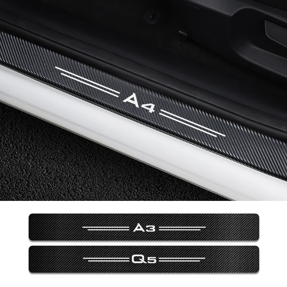 Автомобильные наклейки на дверные пороги 4 шт. для Audi A4 B5 B6 B7 B8 B9 A3 8P 8V 8L A5 A6 C6 C5 C7 A1 A7