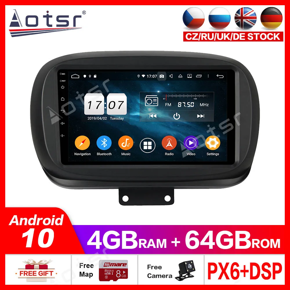 

For Fiat 500X 2014 2015-2019 2 din Android 10 PX6 stereo receiver Car radio Car GPS Navigation Multimedia Player head unit IPS