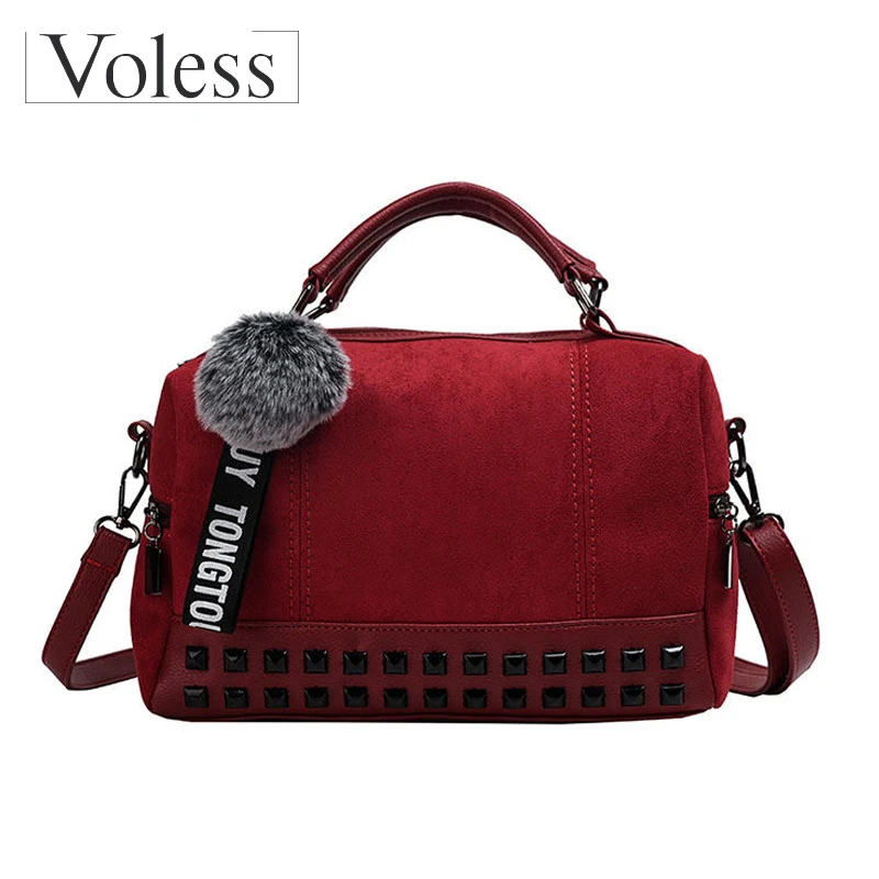 Fashion Scrub Women Hand Bags Vintage Rivet Messenger Bag Quality Retro Shoulder Bags Simple Crossbody Bag Tote Bolsa Feminina