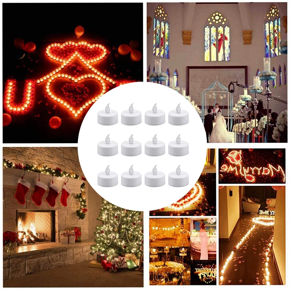 

12PCS Xmas Flameless LED Tea Light Candles Flickering Battery With Remote Control Lighting For Festival Celebration Decoration