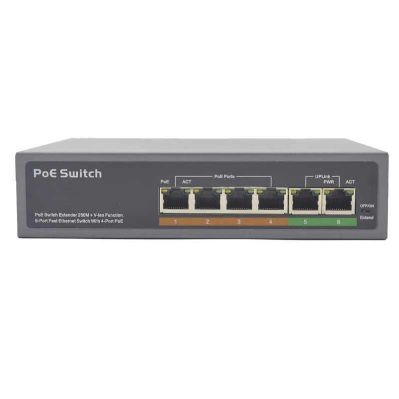 PSE604EX V2.0 Стандартный 48 в 4 + 2 порта умный Poe коммутатор POE камера сеть для Cctv (ЕС