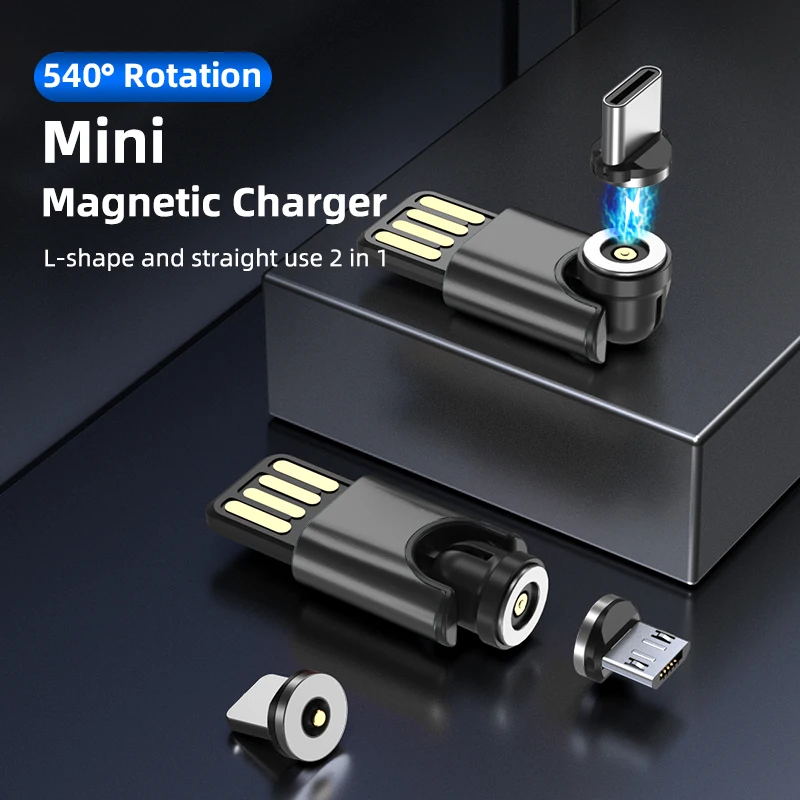 AUFU Newest 3in1 Magnetic Charger 540 Degree Rotate mini Usb Charging Type C  Micro Phone Charger for iPhone Samsung Xiaomi