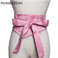 rainie sean pink wide belt women self tie corset cummerbund female waistbands vintage ladies belts for dress accessories