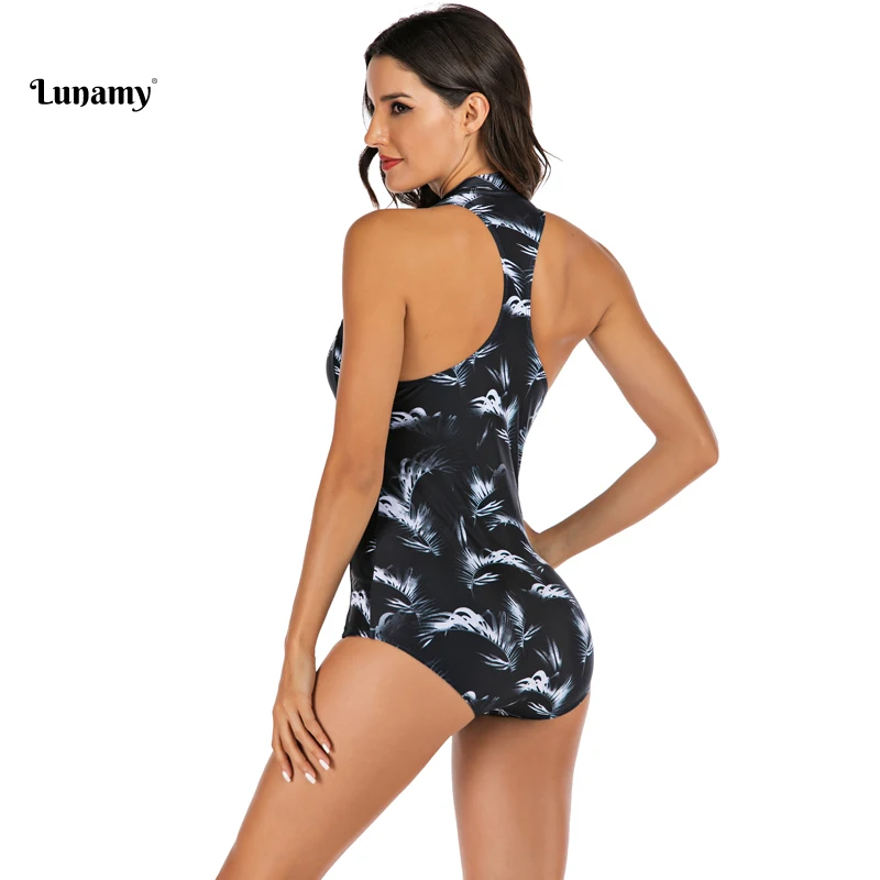 Lunamy Белый Цельный купальник с перьями женский сексуальный боди без Рукавов