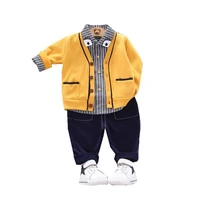 new spring autumn boys baby girls casual striped clothing kids jacket shirt pants 3pcssets children cartoon cotton tracksuits
