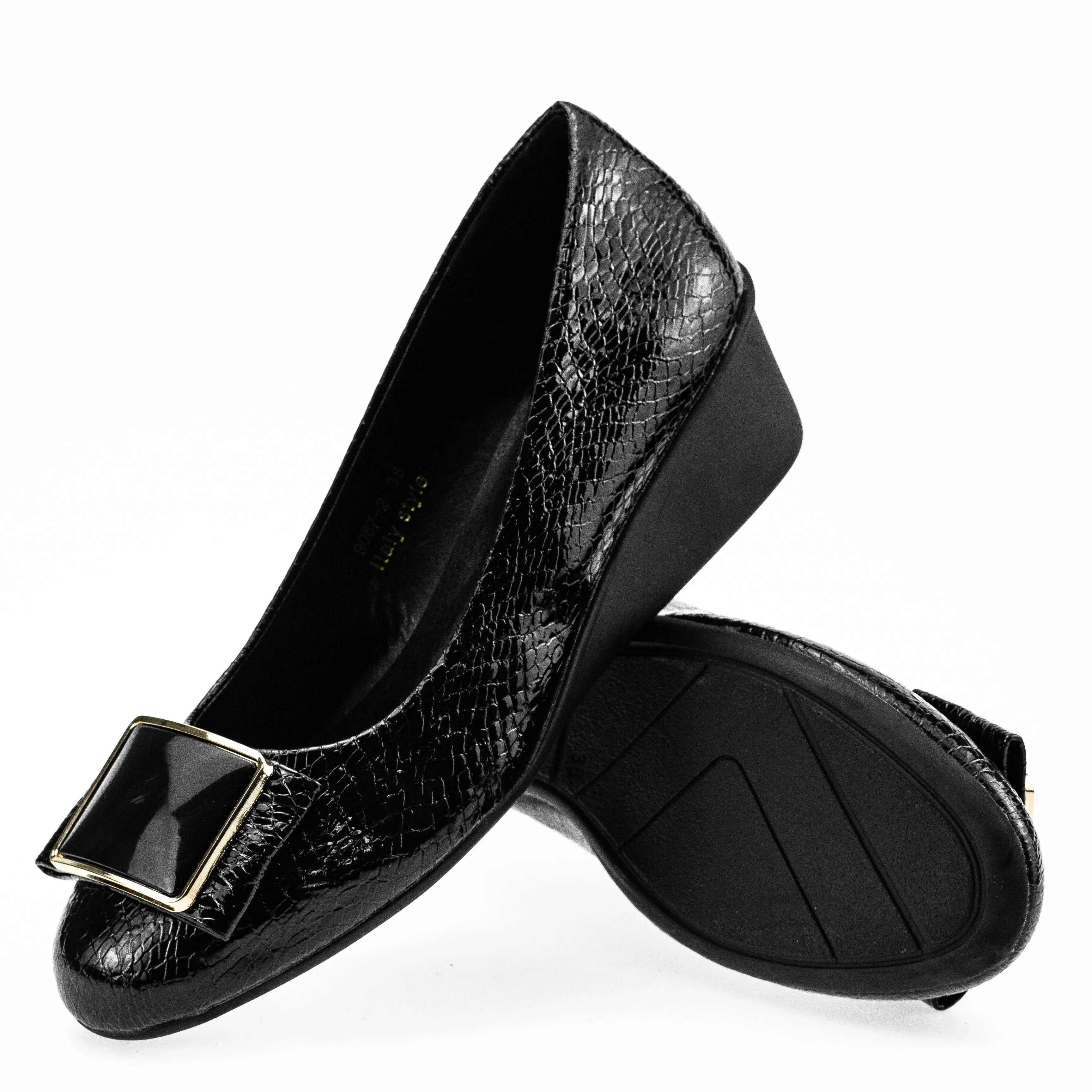 9087-2 Classic Silvery Women Shoes Square Buckle Ladies Ballet Shoes Sexy Slip on Loafers Female Footwear Woman Wedge Heels New