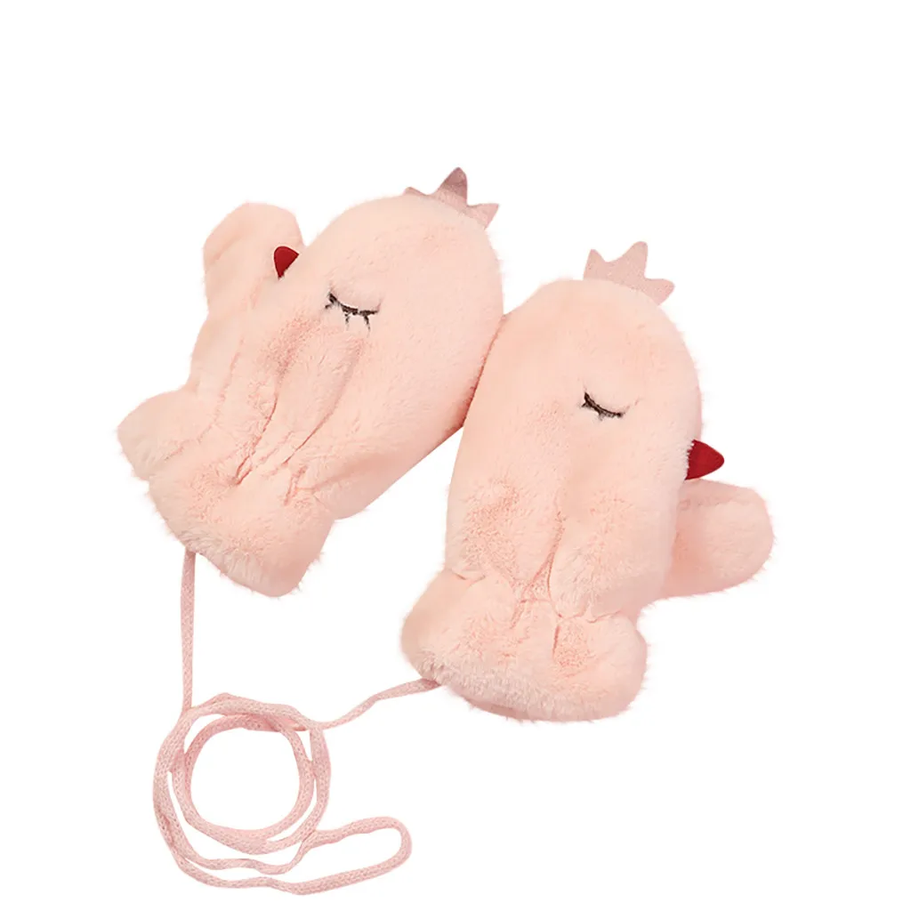 Зимние теплые перчатки для девочек новые женские вязаные варежки с подвесным