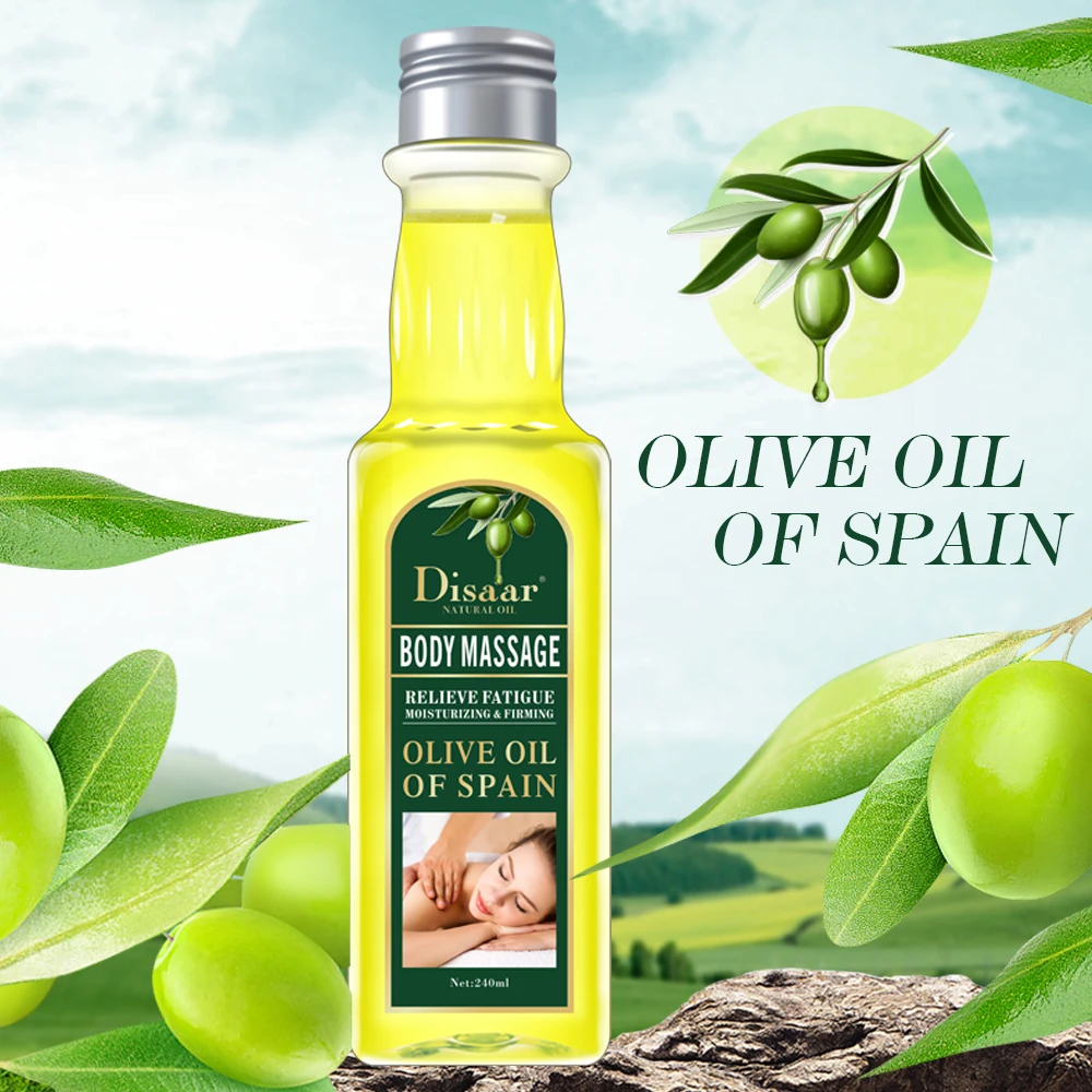 

240 ml Disaar Aromatherapy Relaxing Nourishing Organic Olive Essential Body Massage Oil Serum Facial Skin Care Face Natrual
