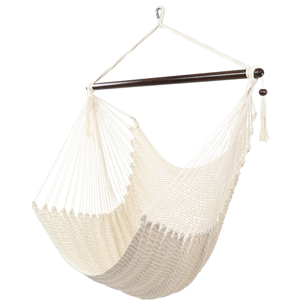

【USA READY STOCK】Caribbean Large Hammock Chair Swing Seat Hanging Chair with Tassels Tan
