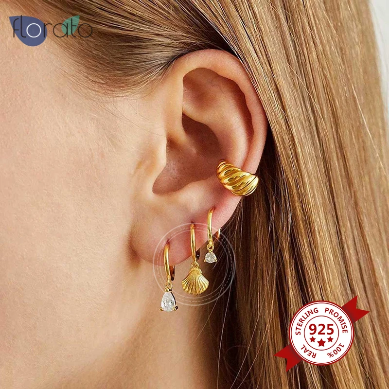 

925 Sterling Silver Sea Spiral Pattern Pendant Hoop Earrings European And American Women Nostalgic Party Fashion Earring Jewelry