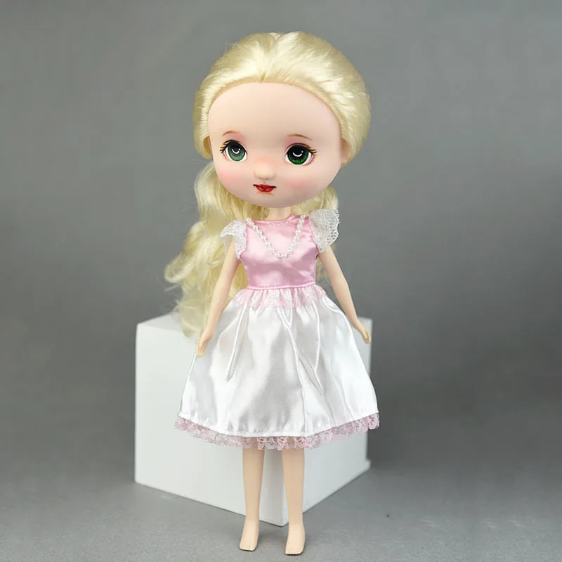 Розовое Кружевное короткое Кукольное платье ручной работы для Blythe doll наряды