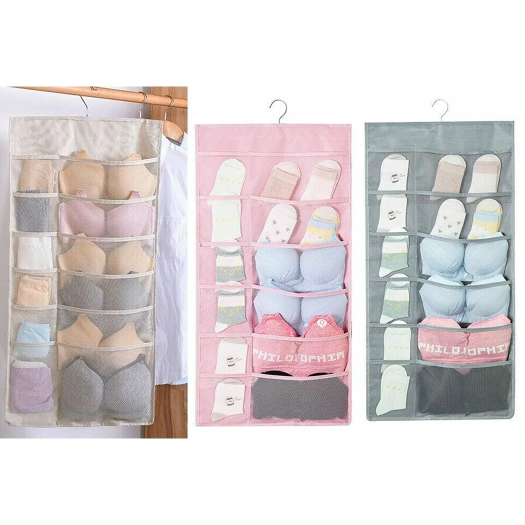 

1Pcs 36cm X 80 Cm Hanging Storage Organizer Oxford Cloth With Metal Hanger 30 Pockets Wardrobe Rack Shelf