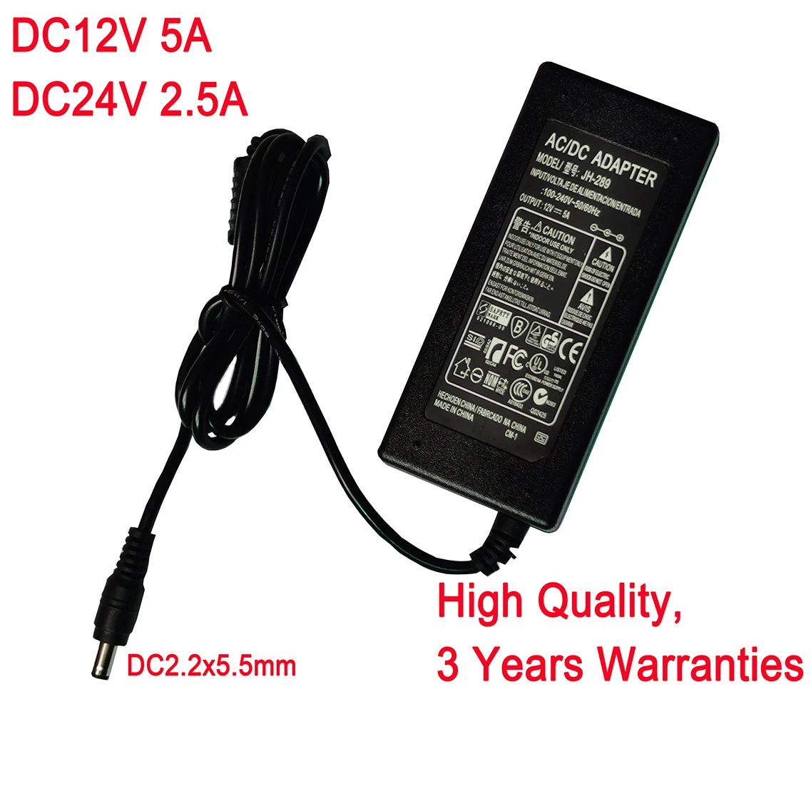 60W LED Power adapter DC12V 5A Or DC24V 2.5A Input AC100-240V With High Quality 3 Years Warranties for LED Strips