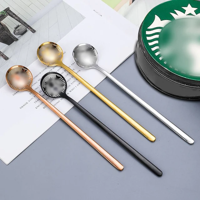 1/2pcs Coffee Spoon 17cm Long Handle Ice Cream Spoon Stirring Spoon 304 Stainless Steel Retro Dessert Spoon With Logo Girl Gift 3