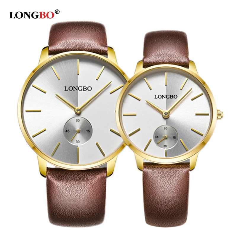 

LONGBO Lover Watches Quartz Wristwatch Fashion Business Watch For Men Women Leather Strap Pair Watch Relogio Masculino