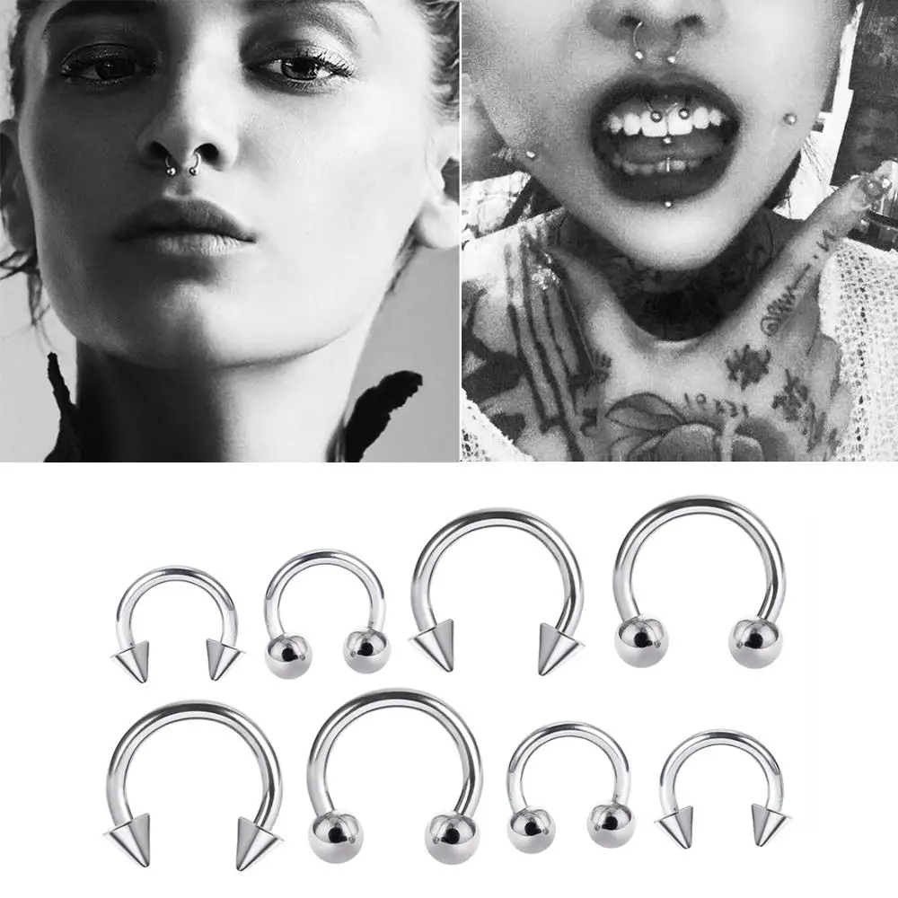 Кольца для бровей 10 шт. кольца серьги хряща шаровая Головка шип подкова губ