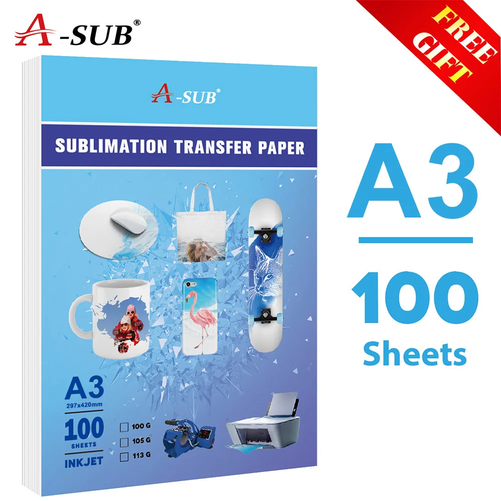 Inkjet Sublimation Heat Transfer Paper 100sheets A3  for Any Inkjet Printer with Sublimation Ink 100 Sheets Letter Size