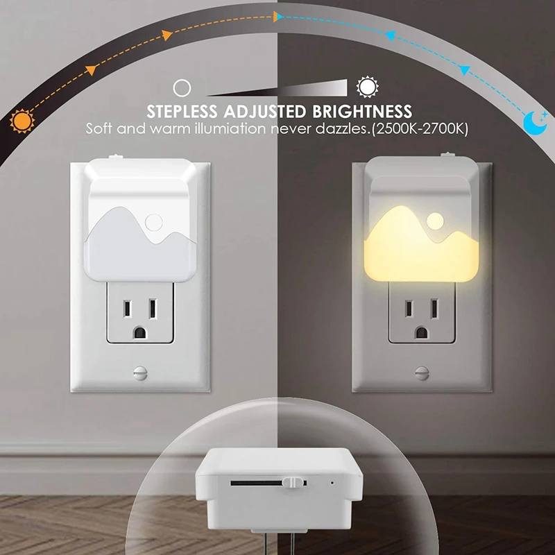 Top-Plug-In Night Light Warm White LED Lamp with Dusk To Dawn Sensor for Baby Room Bedroom Hallway Kitchen Bathroom | Лампы и