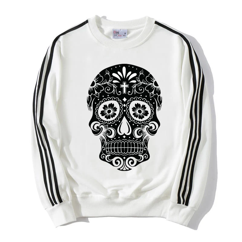 

Round neck men's exquisite pattern skull loose retro letter printing sweater Gothic hip-hop unisex long-sleeved Korean top