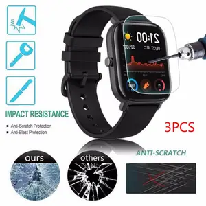 3pcs smartwatch tempered glass protective film guard for amazfit gts smart watch toughened display screen protector cover free global shipping