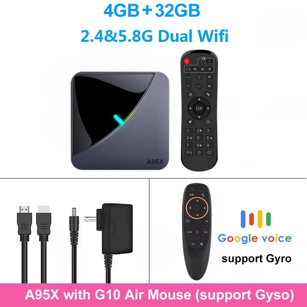 4G 32G G10 voice RC LEMADO A95XF3 ТВ приставка Android 9,0 Amlogic S905X3 4K голосовой помощник Google 4 ГБ ОЗУ 64 Гб ПЗУ 5G wifi Смарт ТВ приставка поддержка PLEX - Color: 4G 32G G10 voice RC