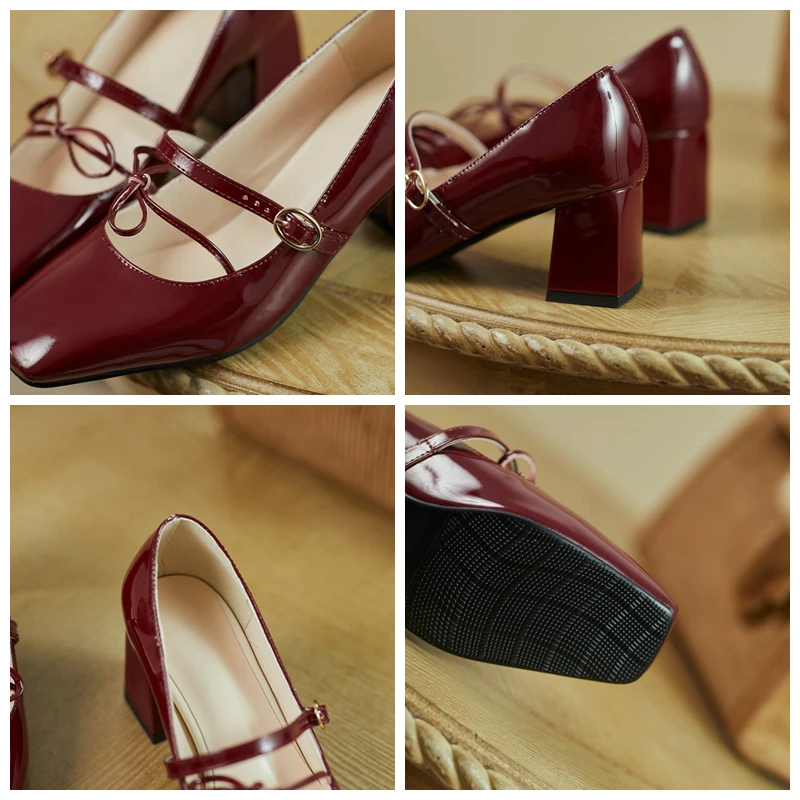 

ASILETO New 2021 Ladies Pumps Square Toe Mary Jane Pearl 6 cm Block Thick Heels Elegant Buckle Strap Comfortable A4080