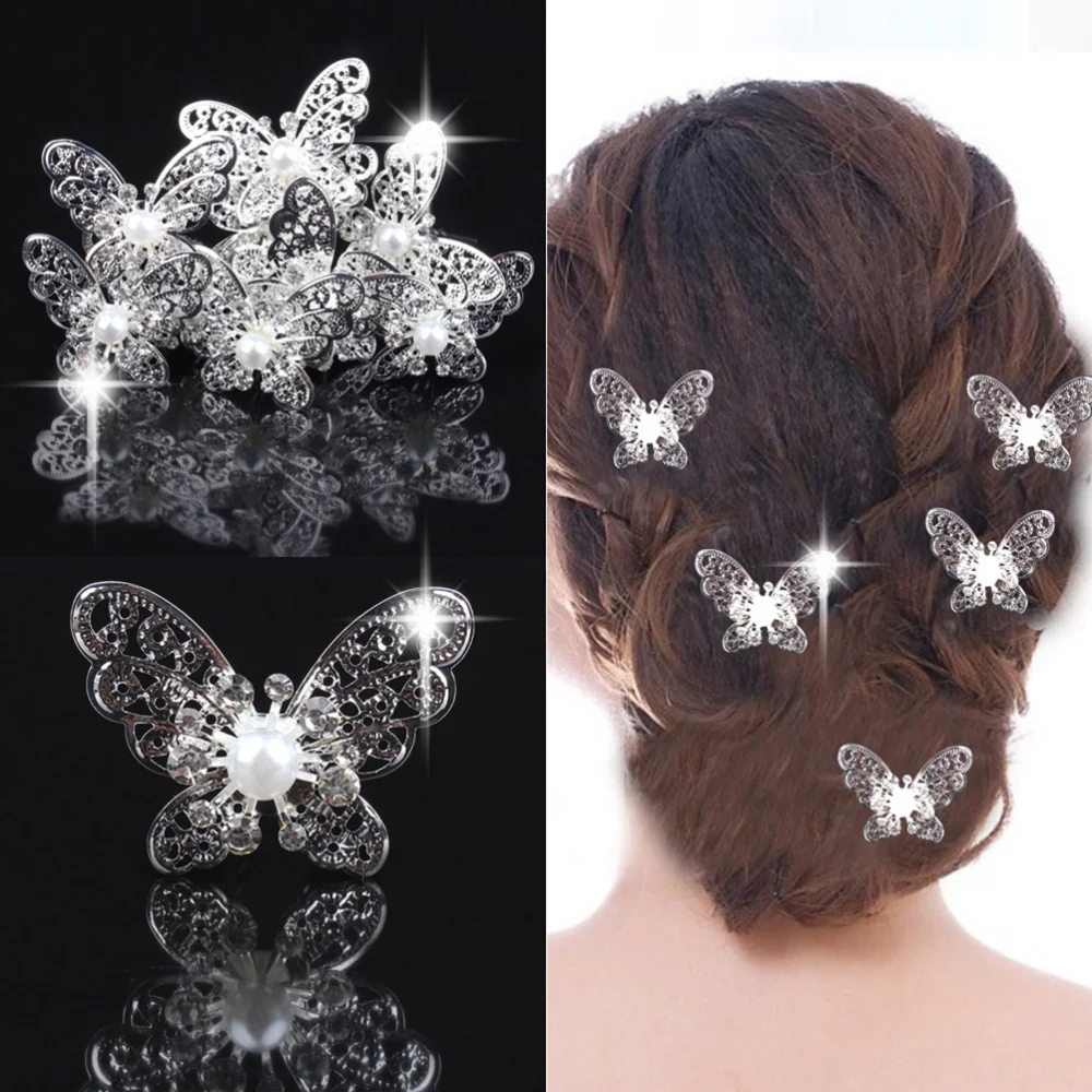 

20pcs Bride Hair Pin Pearl Crystal Hair Pin Headwear Hair Accessories (Silver)
