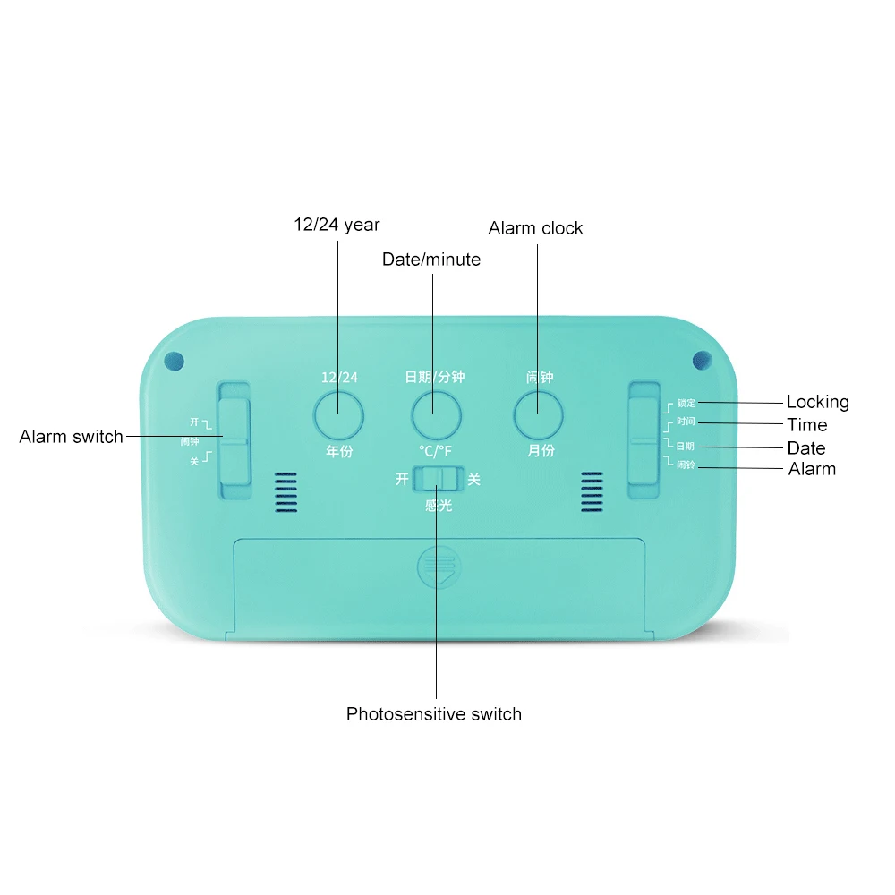 Настольный цифровой светодиодный Будильник с термометром часы функцией повтора