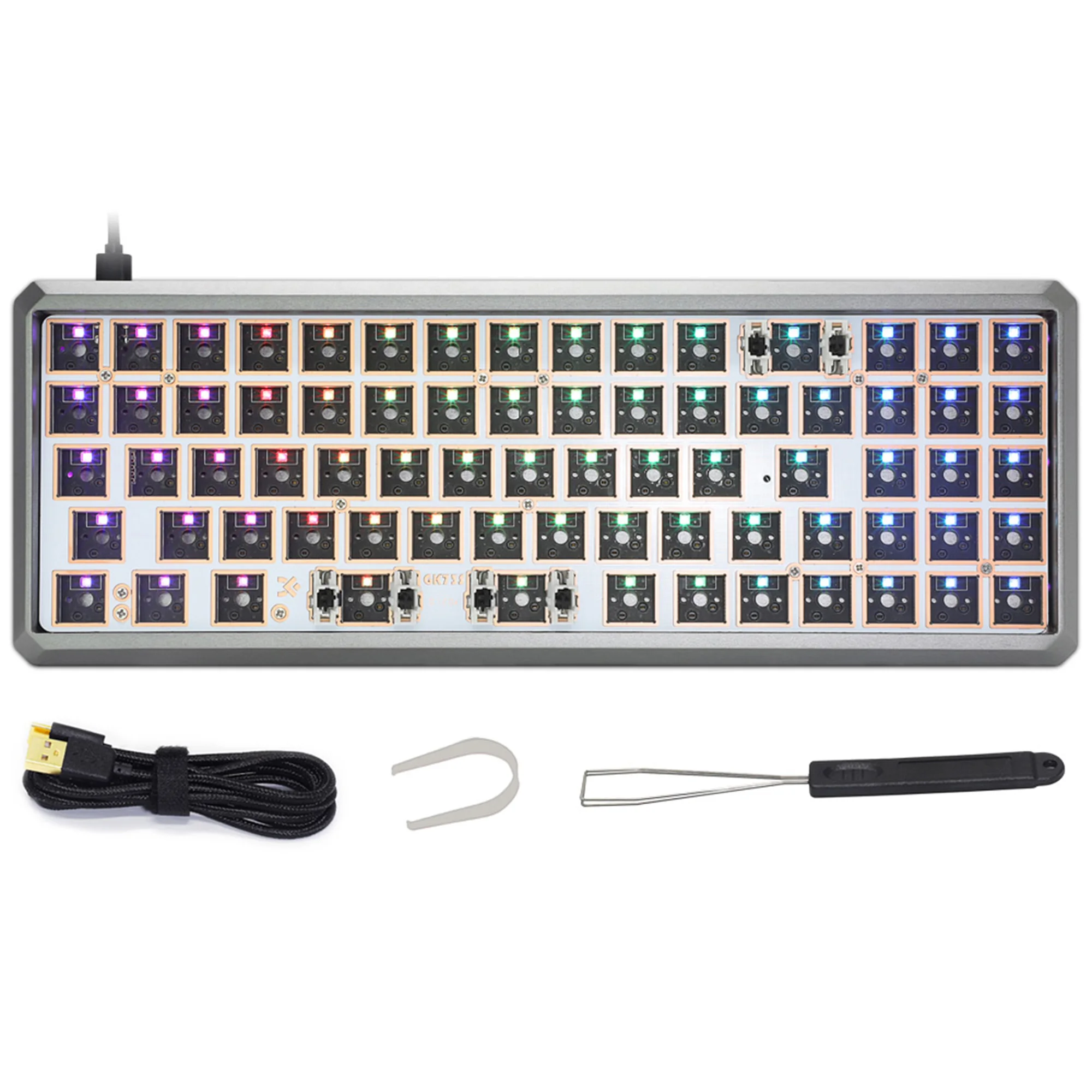 Комплект HotSwap 65%, 73 клавиши, GK73 GK73S, нижний переключатель, RGB-светодиод, программируемый Bluetooth проводной ЧПУ чехол, печатная плата для механической клавиатуры