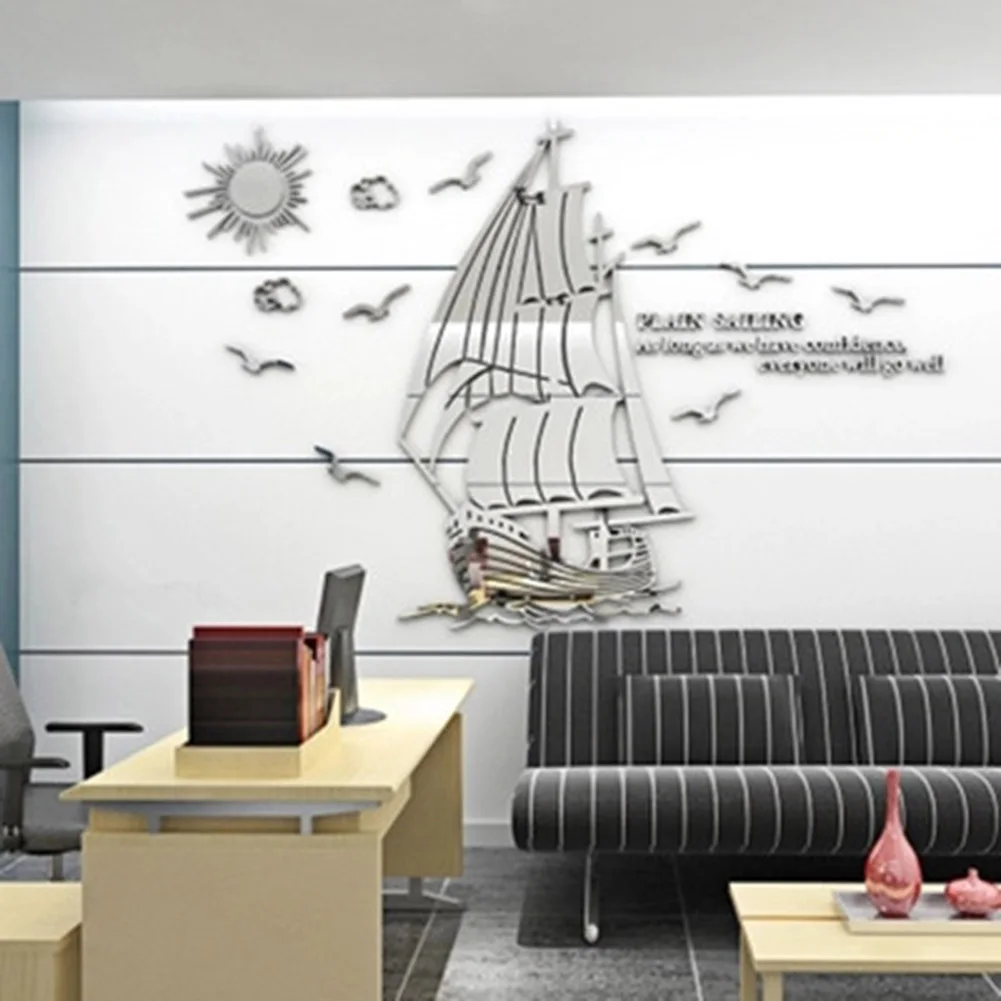 Гладкая Парусная Акриловая картина 3D стерео Наклейка на стену вдохновляющая