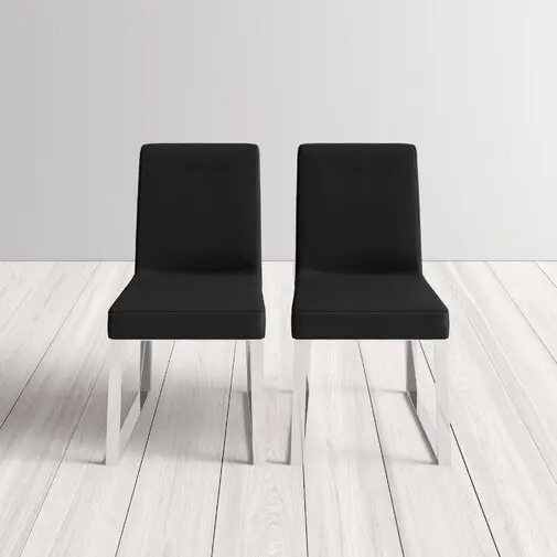 

European Style Black Chair PU leather Electroplated stainless steel legs Green Modern Living Room bow-shaped dining chair