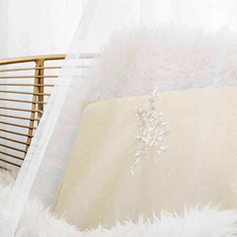 

French Luxury Embroidered Tulle Curtains for Living Room Flower Rope Embroidery Yarn Window Drapes for Princess Bedroom ZH059F