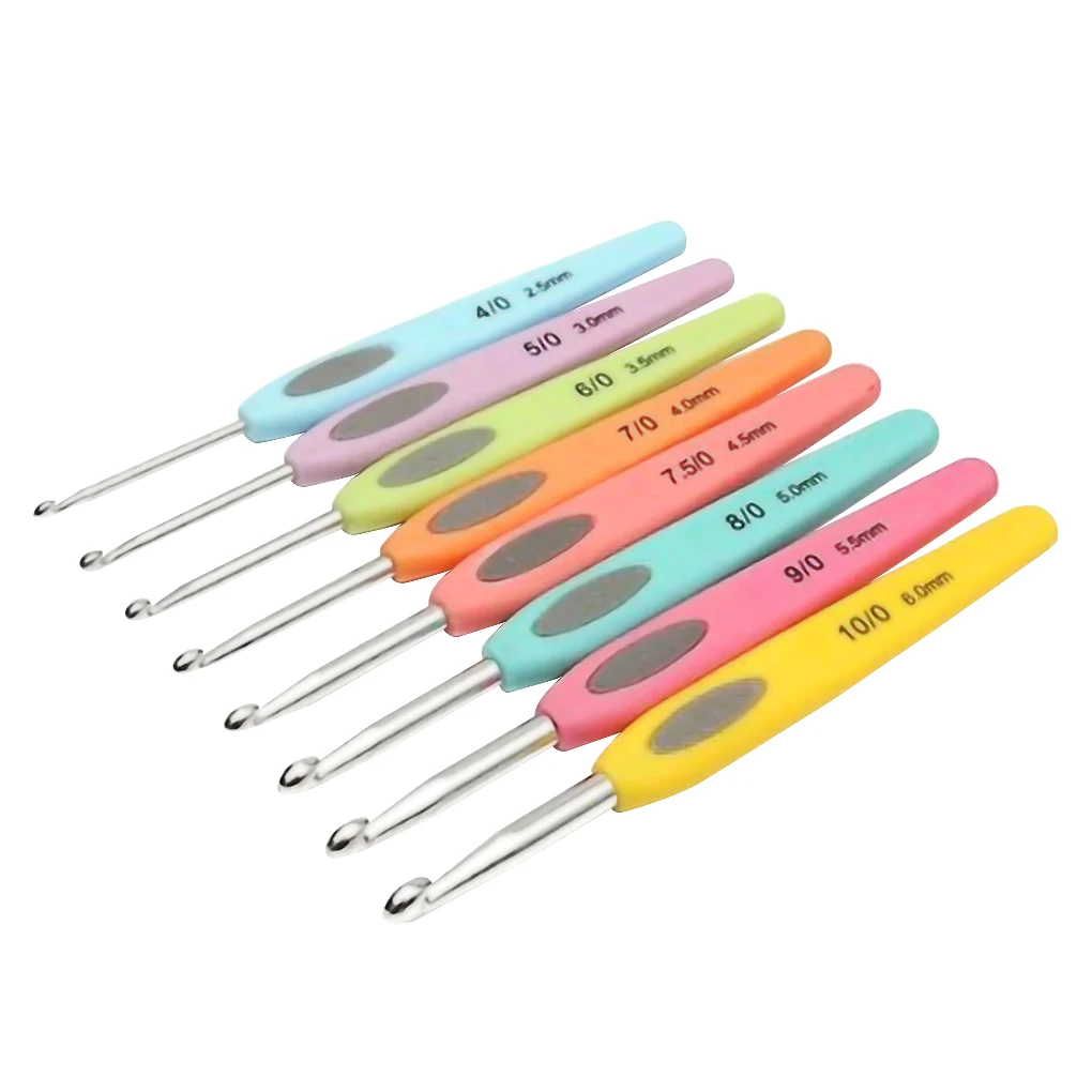 

8/10pcs Colorful Soft Handle Crochet Hooks Soft Handle Knitting Needles Stainless Steel Plastic Weave Sewing Tools Color Random